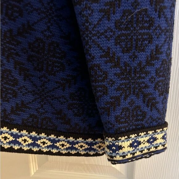 L.L. Bean 100% Cotton Blue Black Cardigan Sweater Size 1X Made in Australia - Picture 3 of 9
